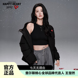 查尔斯桃心【王楚然同款】男女情侣同款冬季加厚棉衣棉服面包服 黑色 M