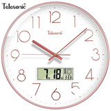 天王星（Telesonic）挂钟客厅万年历钟表3D立体创意双日历温度时钟简约石英钟挂表30cm