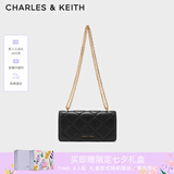 CHARLES&KEITH质感菱格链条小方钱包女包包女包生日礼物七夕礼物CK6-10680924 Black黑色 XS