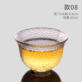 康韵（KANGYUN） 康韵加厚玻璃小茶杯功夫茶杯个人杯子日式锤纹耐热防爆玻璃品茗杯单层耐高温玻璃杯 8号锤纹单杯（60ml）