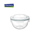 Glasslock 韩国进口钢化玻璃保鲜盒冰箱收纳饭盒硅胶圈色随机 圆形380ml(微波款