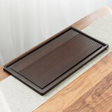 金镶玉茶盘托盘 实木竹木家用单层排水式茶台茶具盘套装功夫茶具配件 胡桃色竹流水大号56*29.5*2.1