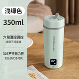YOWEI旅行便携电热水杯304不锈钢一体烧水杯六段调温小巧便携12小时恒温防干烧出差便携可上飞机 0.35L 浅绿色（便携电热水杯）