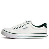 回力女鞋系带休闲鞋学生夏季经典帆布鞋女韩版百搭舒适低帮透气板鞋子 白绿 34