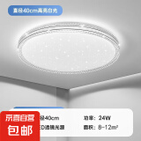 2025年新款卧室灯LED圆形吸顶灯主卧房间客厅灯具现代简约高级感 【黑砂钻石】40cm-24W-白光