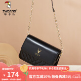 啄木鸟（TUCANO）母亲节礼物【明星同款】包包女包牛皮时尚单肩斜挎包女链条包实用 菱格黑色【经典百搭小香风】