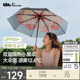 蕉下（beneunder）防紫外线遮阳伞三折双层黑胶晴雨伞防晒伞BM664花椿