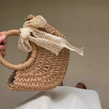 桂岐草编包ins女网红斜跨单肩沙滩度假包包编织小清新手提大容量草包 草编斜挎包【卡其色肩带可拆卸】