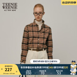 Teenie Weenie小熊格纹衬衫女秋冬学院风休闲复古磨毛长袖衬衣上衣女 棕色 L (170)