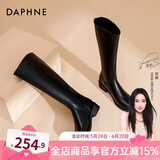达芙妮（DAPHNE）靴子女长筒靴女2022秋冬新品经典骑士靴女加绒高筒靴女靴 复古黑【绒里】 35