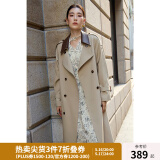 独束大码女装新款设计感可拆卸PU皮领长款风衣秋装复古英伦风外套 卡其色 2XL (尺码：4)