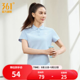 361度运动翻领t恤2025年春夏季新款常规休闲上衣透气短袖情侣POLO衫 【女款】凝雾蓝 M