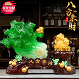 聚善缘八方来财白菜摆件招财金蟾客厅办公室收银台装饰店铺乔迁开业礼物 小号八方来财(金蟾款)*礼盒装