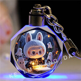 2025爆款AI版拉布布周边水晶发光钥匙扣LABUBU包挂件送男女孩玩具 暗夜研究生【激光彩雕版】送礼盒 S