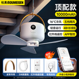 杜美森宿舍吊扇床上电风扇静音悬挂小风扇蚊帐风扇usb露营帐篷小吊扇便携卧室充电风扇小型风宝 【10000毫安】3米充电线丨5档冷风丨app遥控 3档护眼灯丨遥控定时丨模拟自然风丨桌/挂两用