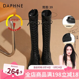 达芙妮（DAPHNE）官方靴子女长筒靴女骑士靴2024年厚底显瘦马丁靴女秋冬款高筒女靴 黑色加绒【薄绒款】 37