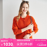 帕罗（PALUOPO）100%纯羊绒开衫时尚绞花甜美厚款保暖毛衣秋冬5G上衣外搭针 雪橙红 100(适合100斤-120斤)