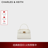 CHARLES&KEITH金属扣带凯莉包婚包手提单肩包包女包生日礼物CK2-50270880 Cream奶白色 S