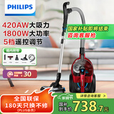 飞利浦（PHILIPS）卧式吸尘器家用清洁机强劲大功率大吸力吸灰吸尘吸螨虫除螨宠物家庭适用FC9735/81 七夕节礼物