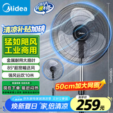 美的（Midea）【金属铝片】工业电风扇/飓风落地扇/空气通风金属扇/牛角扇/立式电风扇/大风力宿舍扇 FES45-20A