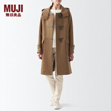 无印良品 MUJI 女式 羊毛混 牛角扣大衣 毛呢大衣  BDA14A2A 深咖啡色 M