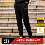 卡宾男装针织裤春秋新款荧光LOGO松紧腰休闲印花青年F 黑色 2XL /185/54