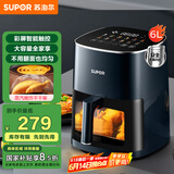 苏泊尔（SUPOR）空气炸锅不用翻面 家用全自动 6L大容量 可视 蒸汽嫩炸 智能多功能电炸锅KD60D830A