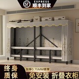 简易衣柜全钢架免安装一体折叠布衣柜出租房卧室钢架结构衣柜衣橱 竹韵清风[一体免安装] 长168*宽50*高170cm