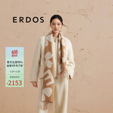 ERDOS【纯羊绒】粗纺双层大水纹提花保暖女士围巾披肩 沙米 175cmX35cm