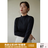 独束大码女装【发热防静电】百搭打底衫女显瘦秋冬新款胖mm针织衫 静谧黑 L