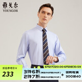 雅戈尔（YOUNGOR）长袖衬衫男条纹DP免烫衬衫纯棉面料抗皱平整易打理新品 GLDP100163HJA蓝色 40