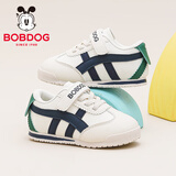 巴布豆童鞋秋季男宝宝儿童学步鞋软底轻便2025新款女童机能鞋 米/藏青蓝 25 适合脚长14.8cm