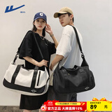 回力斜挎包干湿分离手提拎包男女运动大容量瑜伽健身包潮牌休闲旅行包 黑色【43码独立鞋仓】