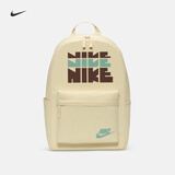 耐克实用双肩包书包收纳拉链口袋可调节肩带NIKE HERITAGE HV6614 229浅卡其/鲜亮勃艮第酒红 均码