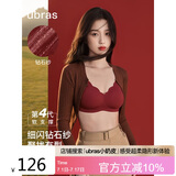 ubras虞书欣同款钻石纱夹心软支撑花瓣杯文胸内衣女胸罩 背心-丝绒红 M