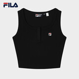 FILA 斐乐【杨幂同款】女士针织背心2025夏新款背心运动修身内衣黑色