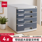 得力（deli）得力4层带锁手拉办公桌书桌桌面收纳盒文件柜抽屉式收纳储物资料柜带索引标签试卷学科分类灰色