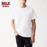 无印良品 MUJI 男式 印度棉天竺编织 圆领短袖T恤 ABA01A0S 白色 M