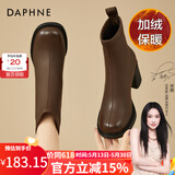 达芙妮（DAPHNE）高跟短靴品牌女靴粗跟瘦瘦靴2023新款马丁靴秋冬季加绒保暖时装靴 棕色 37