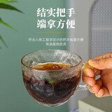 惠寻玻璃杯方形玻璃杯水杯创意情侣咖啡杯马克杯办公室水杯威士忌酒杯 冰川把手杯
