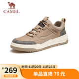 骆驼（CAMEL）男士潮流复古拼接厚底百搭运动休闲板鞋 G13A342155 小麦色 38