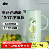 UKA冷水壶高硼硅玻璃凉白开水壶杯耐高温防烫家用大容量 绿色