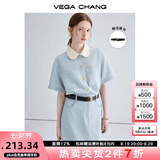 VEGA CHANGVEGA CHANG法式茶歇连衣裙女2025年夏款高级感气质显瘦赫本风长裙 baby蓝（长款升级版） M