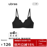 ubras情人节钻石纱夹心软支撑花瓣杯文胸内衣女胸罩背勾-黑色M