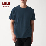 无印良品 MUJI 男式 印度棉天竺编织 圆领短袖T恤 ABA01A0S 深海军蓝 M