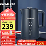 格来德 （Grelide）烧水壶保温316L不锈钢电热水壶恒温电水壶家用大容量热水壶多段调温煲水壶煮水壶LED大屏数显 1.7L D2217E蓝-316不锈钢-4段温度