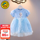 G.duck小黄鸭女童连衣裙冰雪奇缘爱莎公主裙儿童艾莎蓬蓬裙宝宝生日礼服 蓝色 100 尺码2~3岁【 90-100cm】