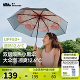 蕉下（beneunder）太阳伞防紫外线夏季遮阳伞晴雨两用伞双层三折防晒伞防晒小黑伞 【经典大花】花椿