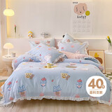 多喜爱床上三件套 学生宿舍单人全棉被套床单三件套 荷叶边款1.2米床
