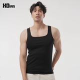 续点方领背心男 夏季大领口小背心纯色紧身修身健身马甲运动训练服 黑色 XL (128-145斤左右)修身型